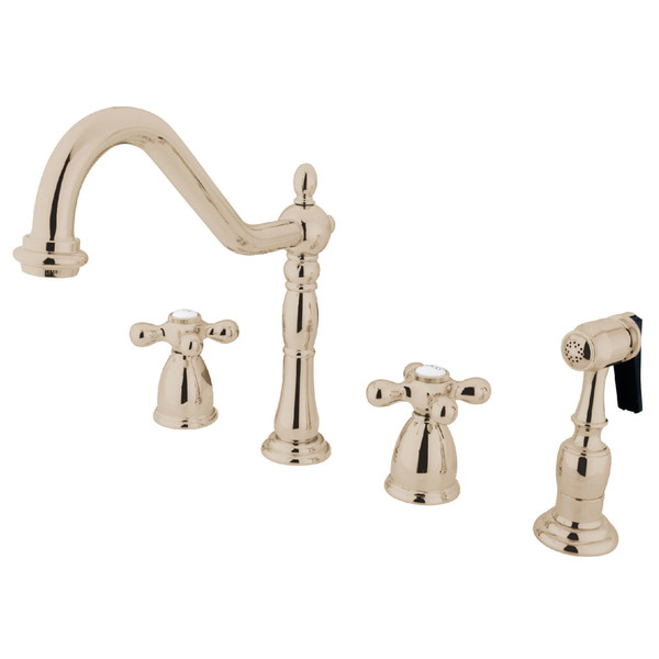 Kingston Brass Widespread Kitchen Faucet, Polished Nickel KB1796AXBS